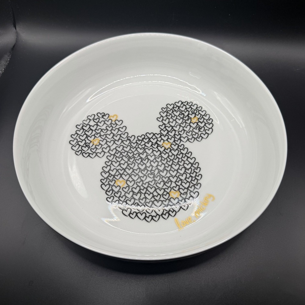 (3) Disney MICKEY MOUSE‎ XO Hearts Love Ceramic Dinner Bowl Appetizer Pasta Dish